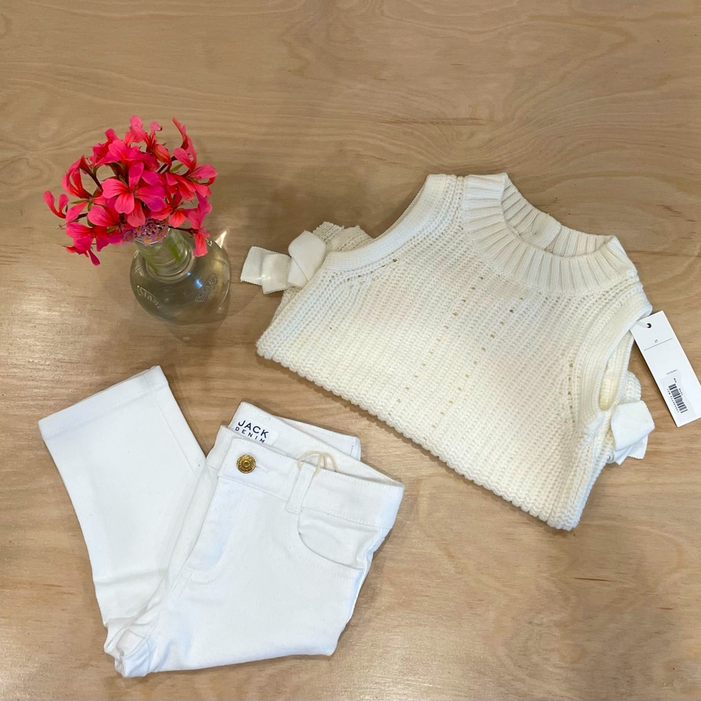 Janie and Jack White Sweater Tank and White Jeans - Toddler - Size 2T